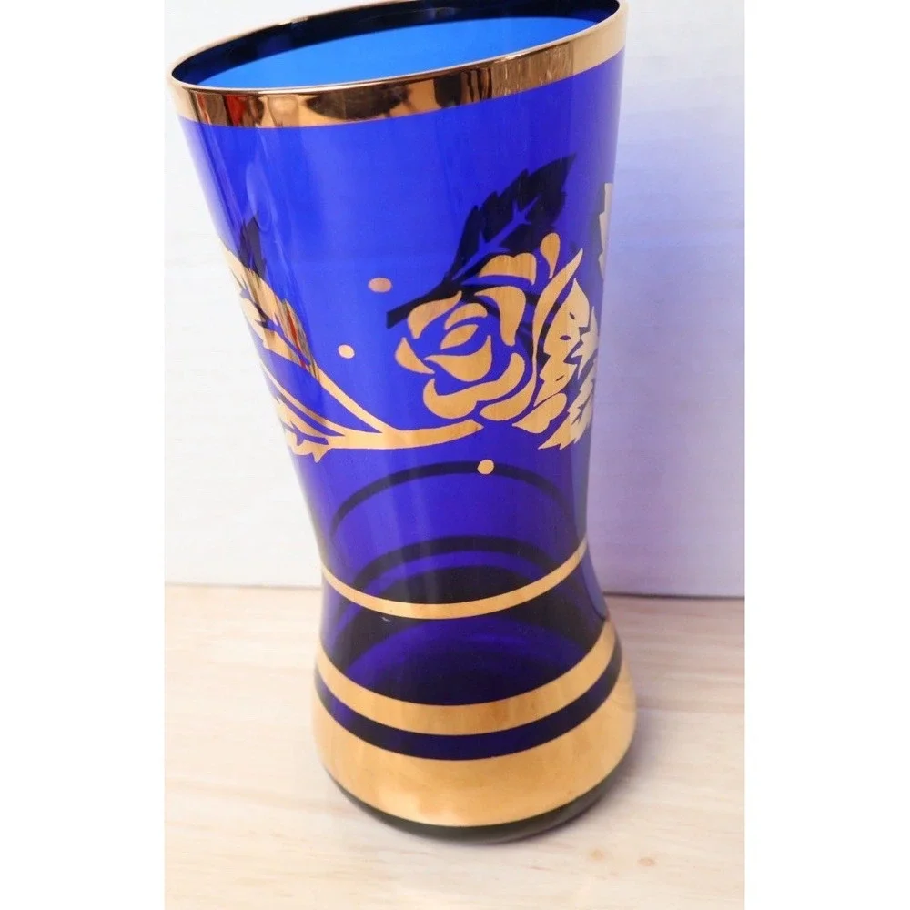 VTG Cobalt Blue & Gold Borske Sklo Union 8